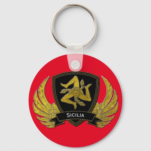 Sicilian Trinacria Black Gold en uw kleur Sleutelhanger (Voorkant)