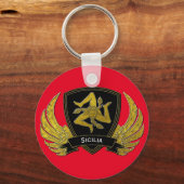 Sicilian Trinacria Black Gold en uw kleur Sleutelhanger (Achterkant)