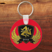 Sicilian Trinacria Black Gold en uw kleur Sleutelhanger (Voorkant)
