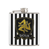 Sicilian Trinacria Black & Gold Heupfles (Voorkant)