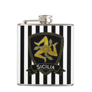 Sicilian Trinacria Black & Gold Heupfles