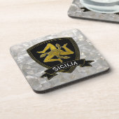 Sicilian Trinacria Black Gold-moeder van Pearl Onderzetter (Linkerzijde)