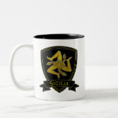 Sicilian Trinacria Black & Gold Tweekleurige Koffiemok (Links)