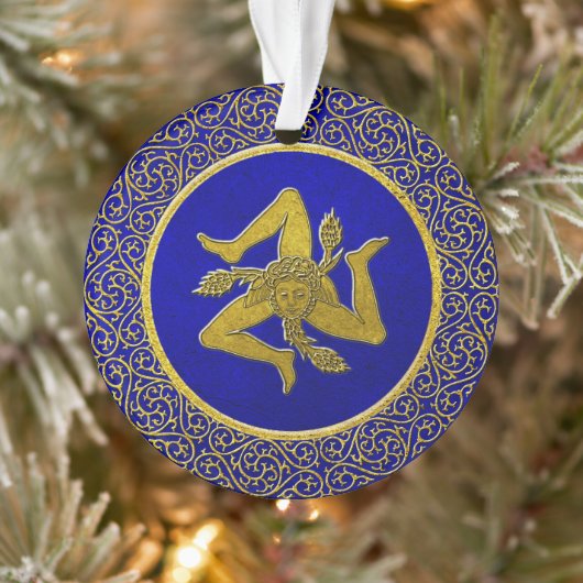 Sicilian Trinacria Blue en Gold Ornament (Boom)