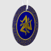 Sicilian Trinacria Blue en Gold Ornament (voorkant)