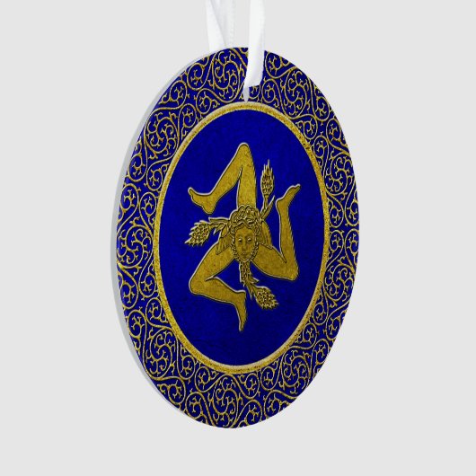 Sicilian Trinacria Blue en Gold Ornament (voorkant)