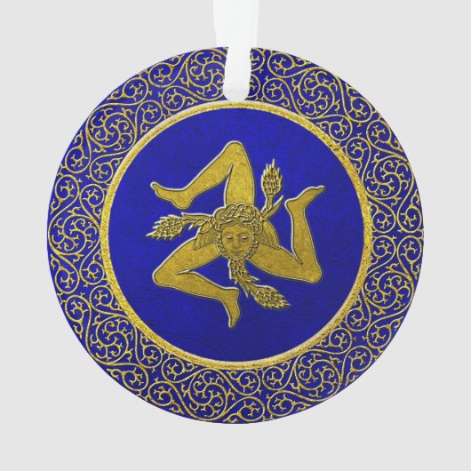 Sicilian Trinacria Blue en Gold Ornament (achterkant)