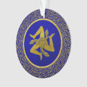 Sicilian Trinacria Blue en Gold Ornament (voorkant)