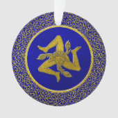 Sicilian Trinacria Blue en Gold Ornament (voorkant)