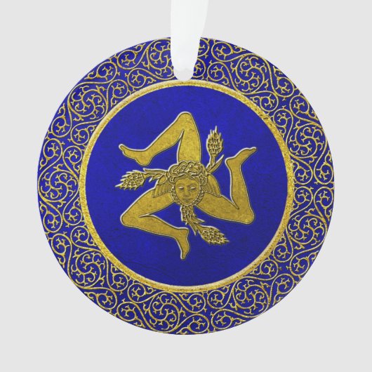 Sicilian Trinacria Blue en Gold Ornament (voorkant)