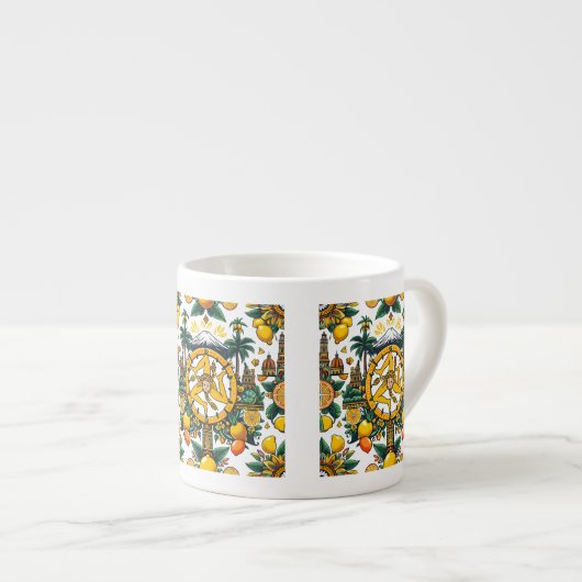 Sicilian Trinacria Design  Espresso Kop (Voorkant rechts)