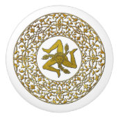Sicilian Trinacria en Filigree Keramische Knop (Voorkant)