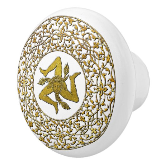 Sicilian Trinacria en Filigree Keramische Knop (Rechts)