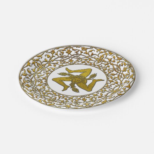Sicilian Trinacria en Filigree Papieren Bordje (Gekanteld)