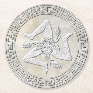 Sicilian Trinacria Fresco Kijk uit Ronde Kartonnen Onderzetter