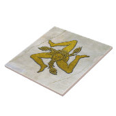 Sicilian Trinacria Gold op Fresco Pattern Tegeltje (Zijkant)