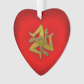 Sicilian Trinacria Gold Red Heart Ornament (voorkant)