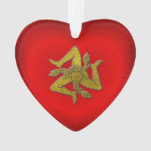 Sicilian Trinacria Gold Red Heart Ornament (achterkant)