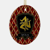 Sicilian Trinacria Gold Red Keramisch Ornament (Rechts)