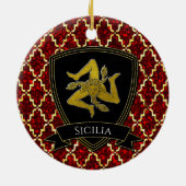 Sicilian Trinacria Gold Red Keramisch Ornament (Achterkant)