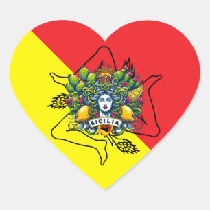 Sicilian Trinacria Hart Sticker