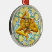 Sicilian Trinacria Italian Pride Lemons on Blue  Metalen Ornament (Rechts)