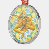 Sicilian Trinacria Italian Pride Lemons on Blue  Metalen Ornament (Links)