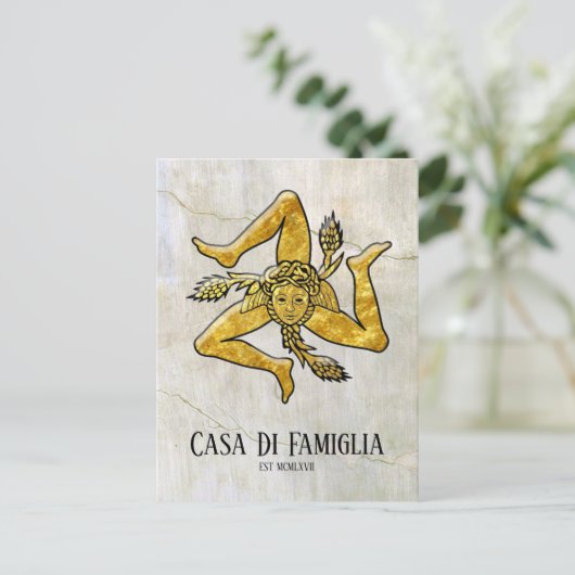 Sicilian Trinacria Jouw tekst Briefkaart (Staand voorkant)