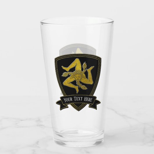 Sicilian Trinacria Jouw tekst Glas (Achterkant)