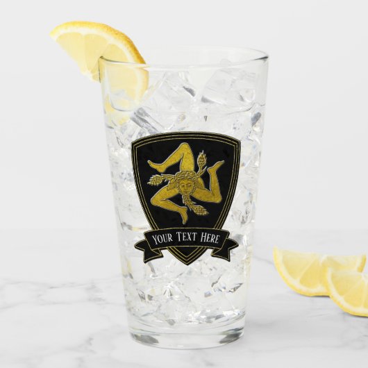 Sicilian Trinacria Jouw tekst Glas (Voorkant ijs)