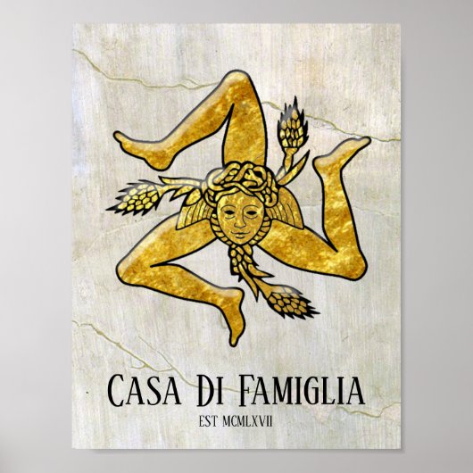 Sicilian Trinacria Jouw tekst Poster (Voorkant)