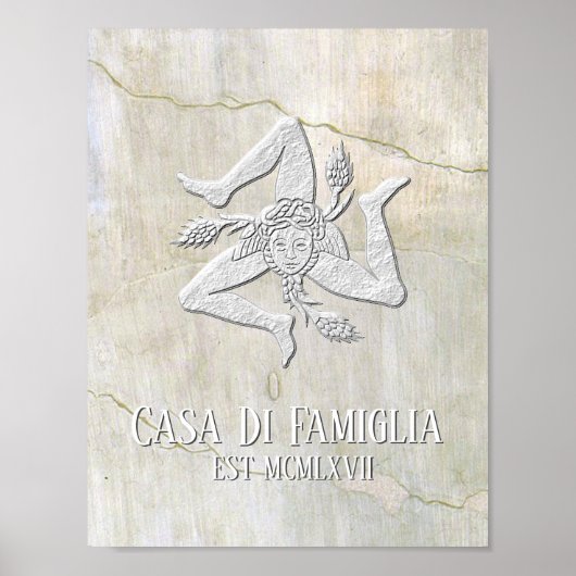 Sicilian Trinacria Jouw tekst Poster (Voorkant)