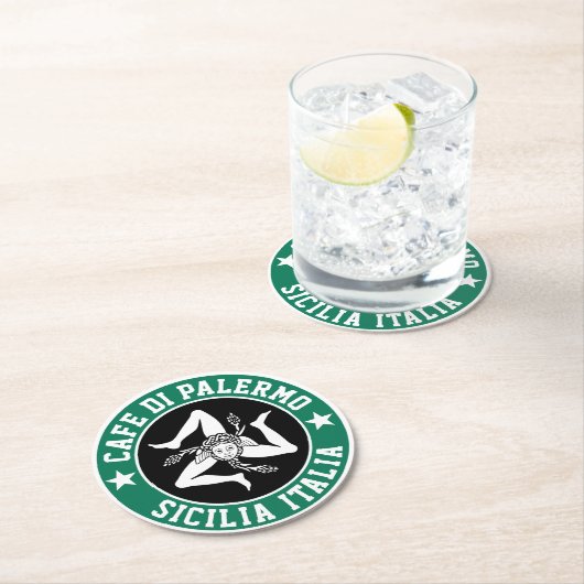 Sicilian Trinacria Jouw tekst Ronde Kartonnen Onderzetter (Insitu)