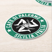 Sicilian Trinacria Jouw tekst Ronde Kartonnen Onderzetter (Gebogen)