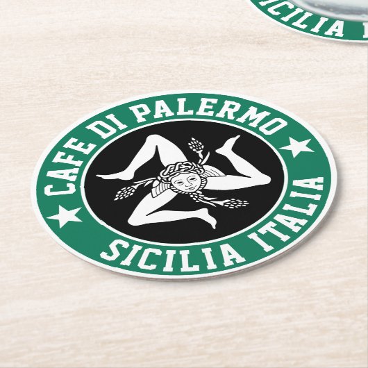 Sicilian Trinacria Jouw tekst Ronde Kartonnen Onderzetter (Gebogen)