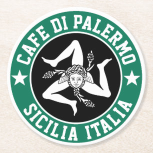 Sicilian Trinacria Jouw tekst Ronde Kartonnen Onderzetter