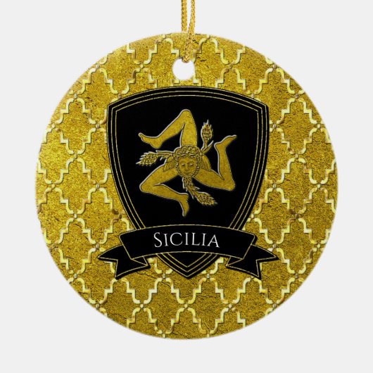 Sicilian Trinacria Keramisch Ornament (Voorkant)