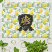 Sicilian Trinacria Lemon Pattern personaliseert Theedoek (Gevouwen)