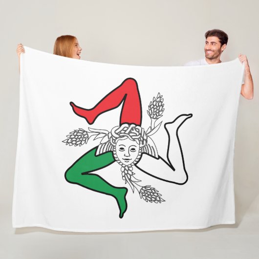 Sicilian Trinacria Medusa Design Fleece Deken (In situ)