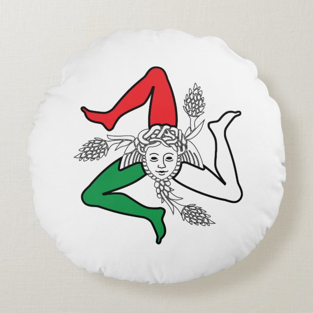 Sicilian Trinacria Medusa Design Rond Kussen (Voorkant)