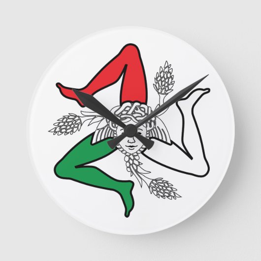 Sicilian Trinacria Medusa Design Ronde Klok (Voorkant)