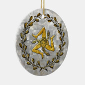 Sicilian Trinacria Moeder van Pearl Keramisch Ornament (Rechts)