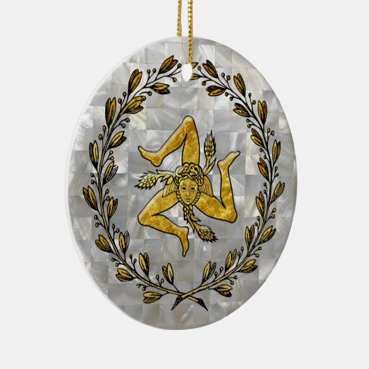 Sicilian Trinacria Moeder van Pearl Keramisch Ornament (Rechts)