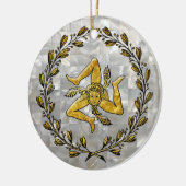 Sicilian Trinacria Moeder van Pearl Keramisch Ornament (Links)