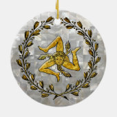 Sicilian Trinacria Moeder van Pearl Keramisch Ornament (Achterkant)