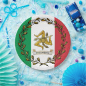 Sicilian Trinacria Olive Wreath Flag personalisere Papieren Bordje (Feest)