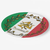Sicilian Trinacria Olive Wreath Flag personalisere Papieren Bordje (Gekanteld)