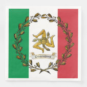 Sicilian Trinacria Olive Wreath Flag personalisere Servet (Voorkant)