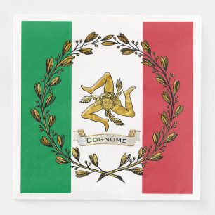 Sicilian Trinacria Olive Wreath Flag personalisere Servet