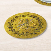 Sicilian Trinacria Olive Wreath Gold Ronde Kartonnen Onderzetter (Gebogen)